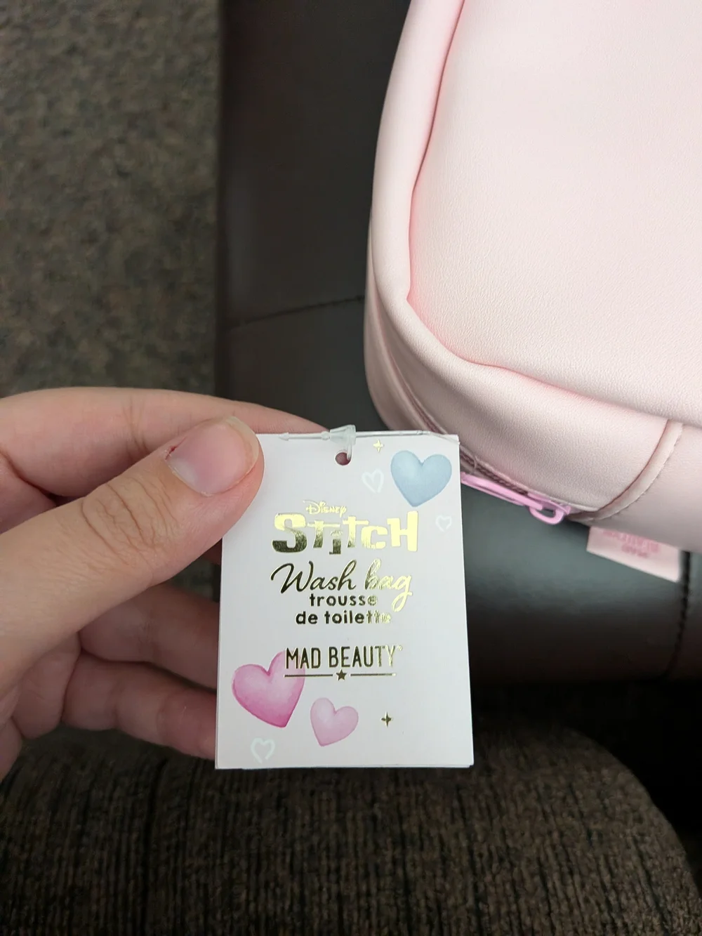 Pink Stitch & Angel Heart Cosmetic Pouch